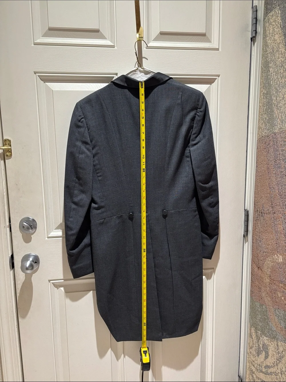 Pierre Cardin Men's Tailcoat Blazer in Charcoal Gray with Black Satin Lapels